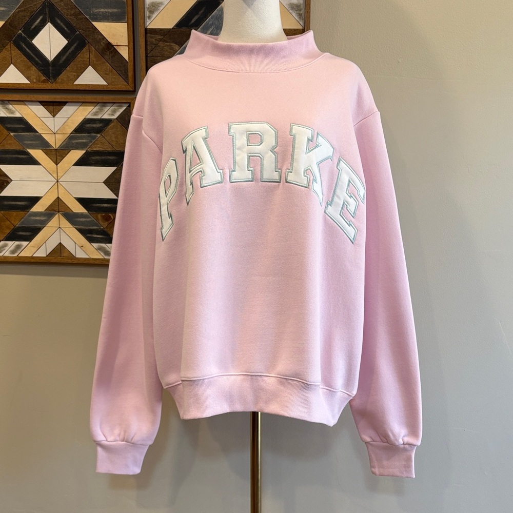 Parke Pink Mock-Neck Pullover Sweatshirt